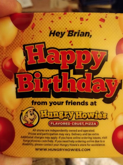 Hungry Howie's birthday card offer data mining image