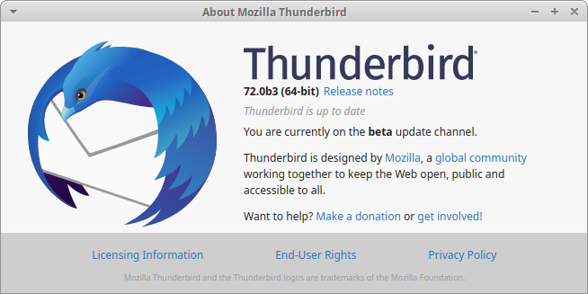Thunderbird e-mail v.72